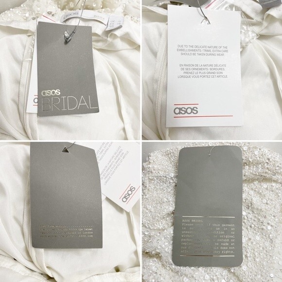 NWT ASOS Ivory Sequined Beaded Josie Backless Cami Maxi Wedding Dress Size 6 NEW - Picture 14 of 16